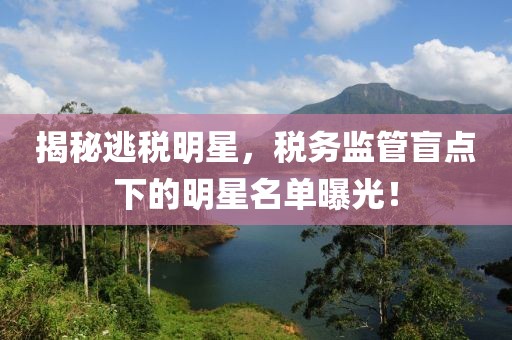 揭秘逃税明星，税务监管盲点下的明星名单曝光！