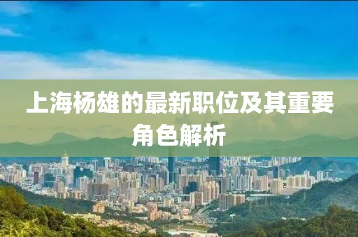 上海杨雄的最新职位及其重要角色解析