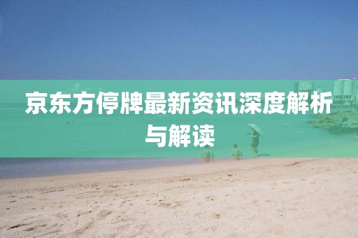 京东方停牌最新资讯深度解析与解读