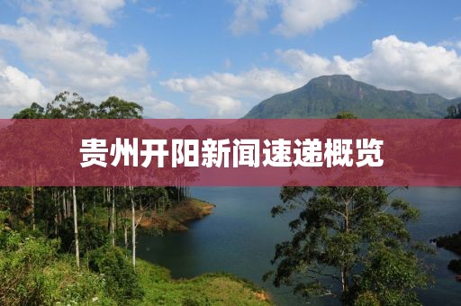 贵州开阳新闻速递概览