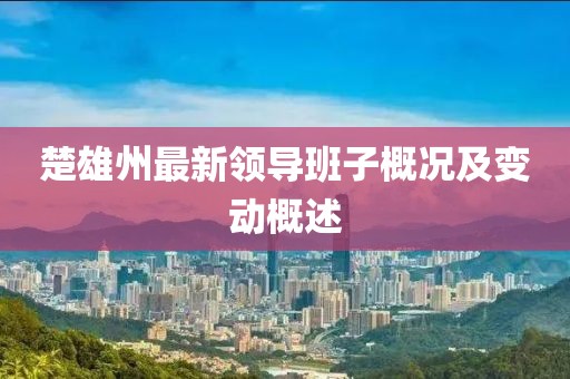 楚雄州最新领导班子概况及变动概述