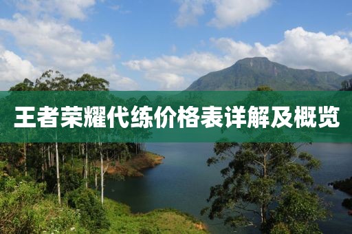 王者荣耀代练价格表详解及概览