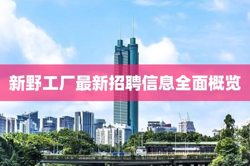 新野工厂最新招聘信息全面概览