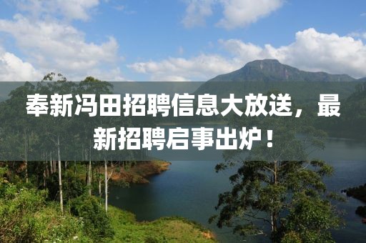 奉新冯田招聘信息大放送，最新招聘启事出炉！