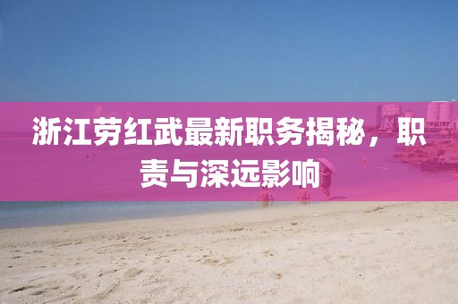 浙江劳红武最新职务揭秘，职责与深远影响