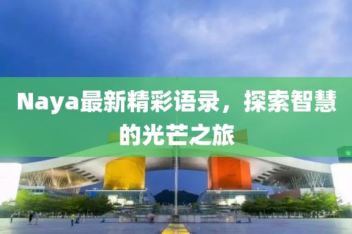 Naya最新精彩语录，探索智慧的光芒之旅