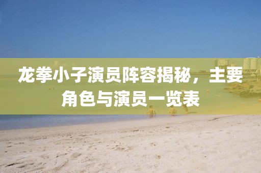 龙拳小子演员阵容揭秘，主要角色与演员一览表