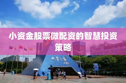 小资金股票微配资的智慧投资策略