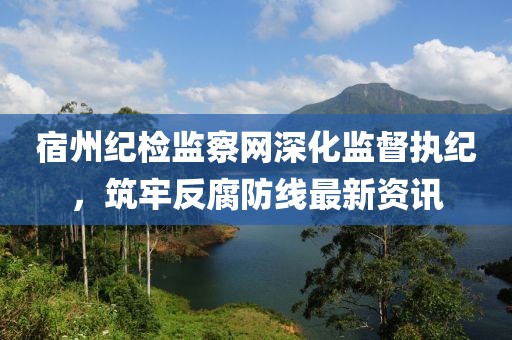 宿州纪检监察网深化监督执纪，筑牢反腐防线最新资讯