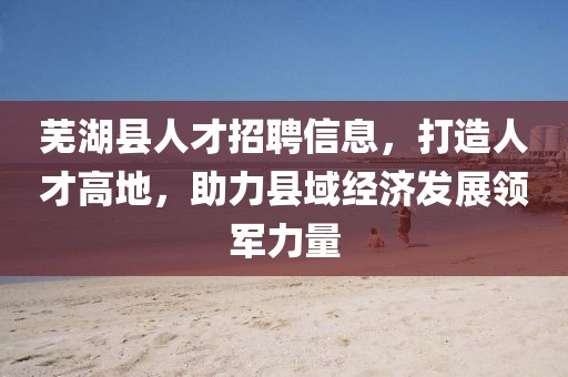 芜湖县人才招聘信息，打造人才高地，助力县域经济发展领军力量