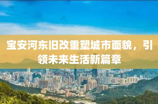 宝安河东旧改重塑城市面貌，引领未来生活新篇章