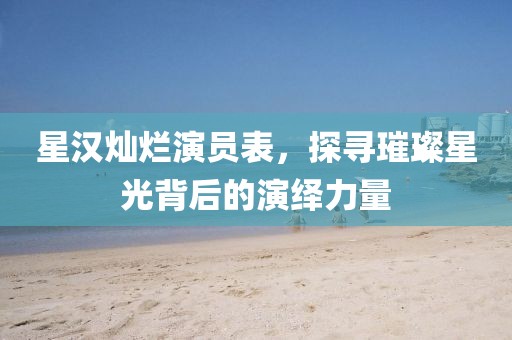 星汉灿烂演员表，探寻璀璨星光背后的演绎力量