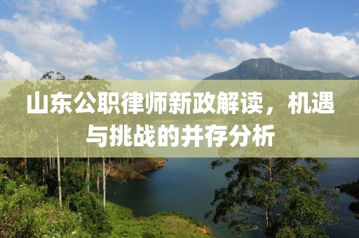 山东公职律师新政解读，机遇与挑战的并存分析